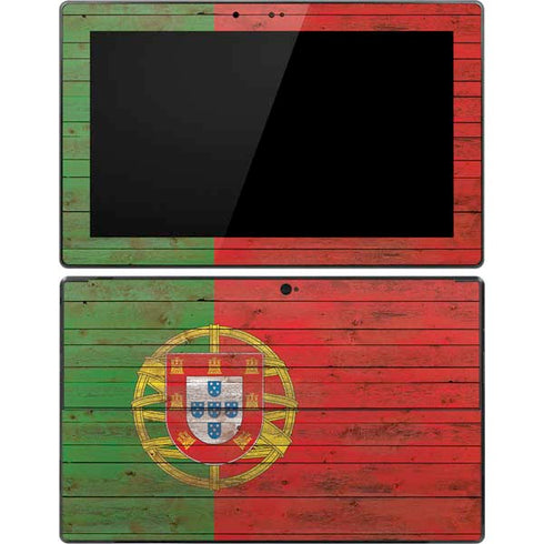 Portuguese Flag Dark Wood Surface Pro Tablet Skin